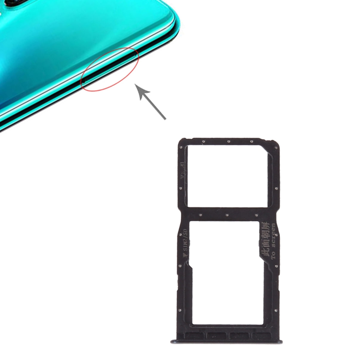 Huawei P30 Lite Minneskort/Simkortshållare - Svart image 1