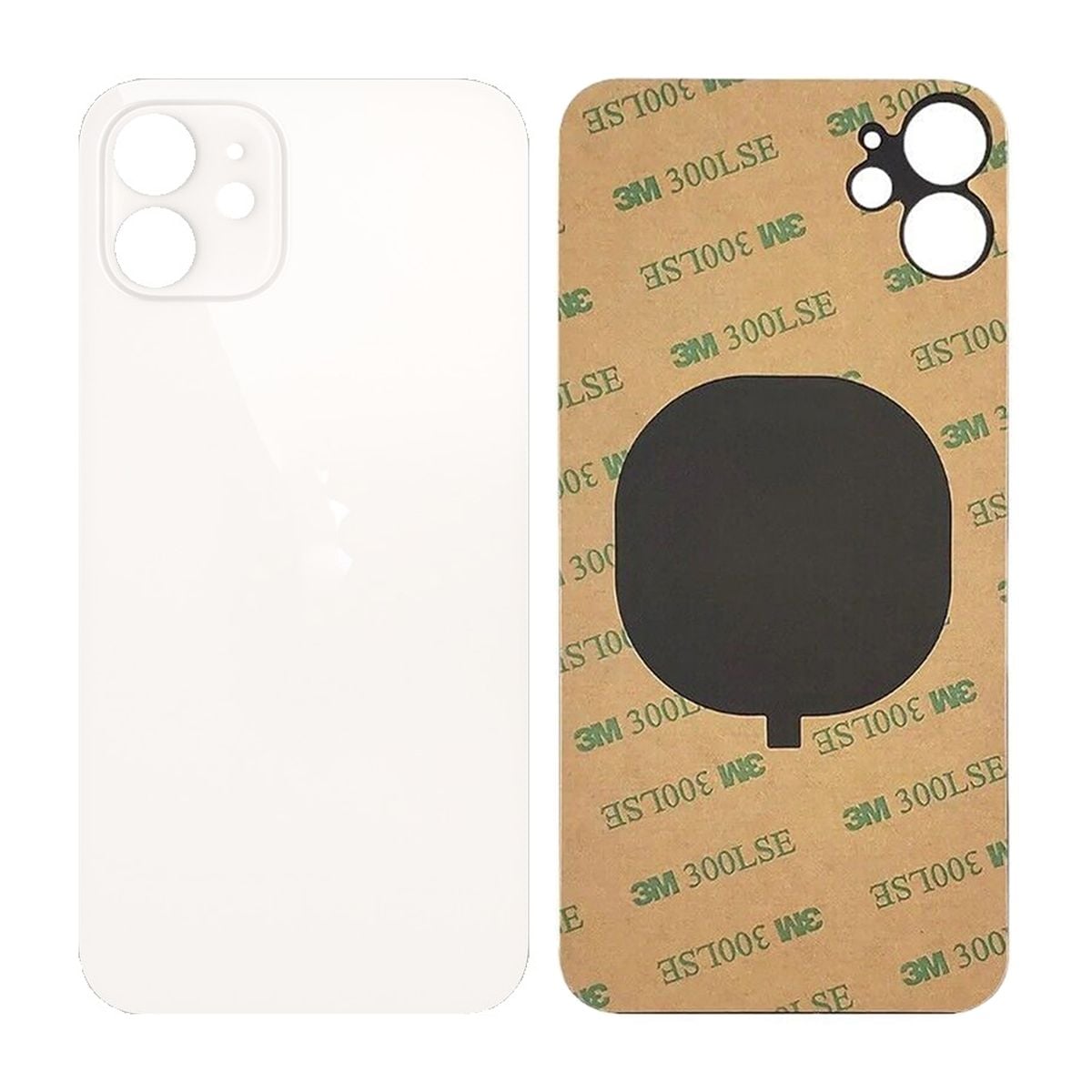 iPhone 12 Baksida Glas med Självhäftande tejp - Vit image 1