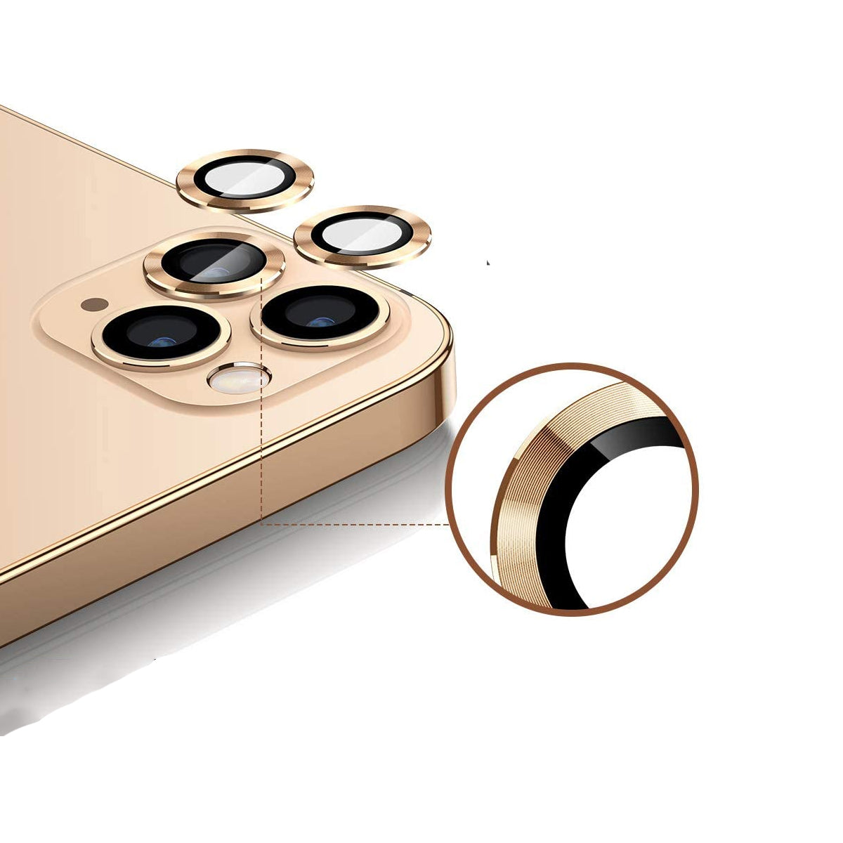 iPhone 12 Pro Linsskydd med Metallram - Guld (3-pack) image 1