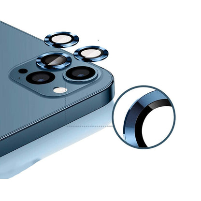 iPhone 12 Pro Linsskydd med Metallram - Blå 3-pack image 1