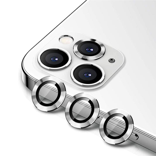 iPhone 12 Pro Linsskydd med Metallram - Vit (3-pack) image 2