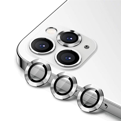 iPhone 12 Pro Max Linsskydd med Metallram - Silver (3-pack) image 2