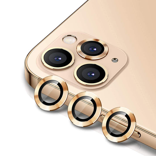 iPhone 12 Pro Max Linsskydd med Metallram - Guld (3-pack) image 2