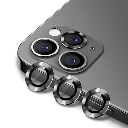 iPhone 12 Pro Max Linsskydd med Metallram - Grå (3-pack) image 2