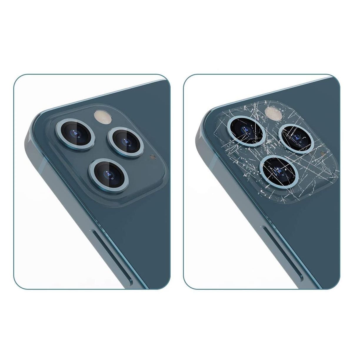 iPhone 12 Pro Max Linsskydd med Metallram - Blå (3-pack) image 2