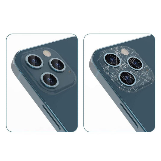 iPhone 12 Pro Max Linsskydd med Metallram - Blå (3-pack) image 2