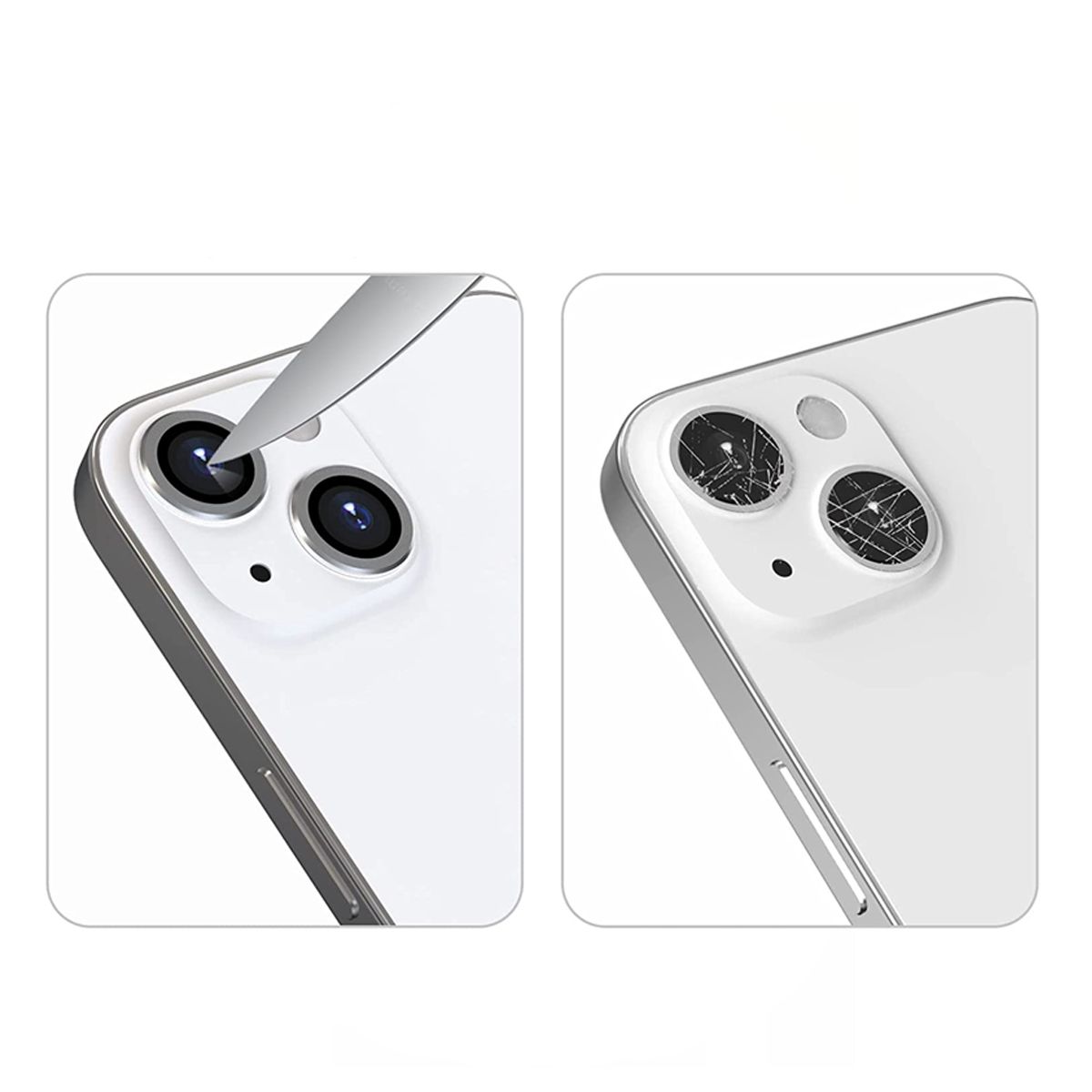 iPhone 13/13 Mini Kameralins skydd med Ram - Silver image 2
