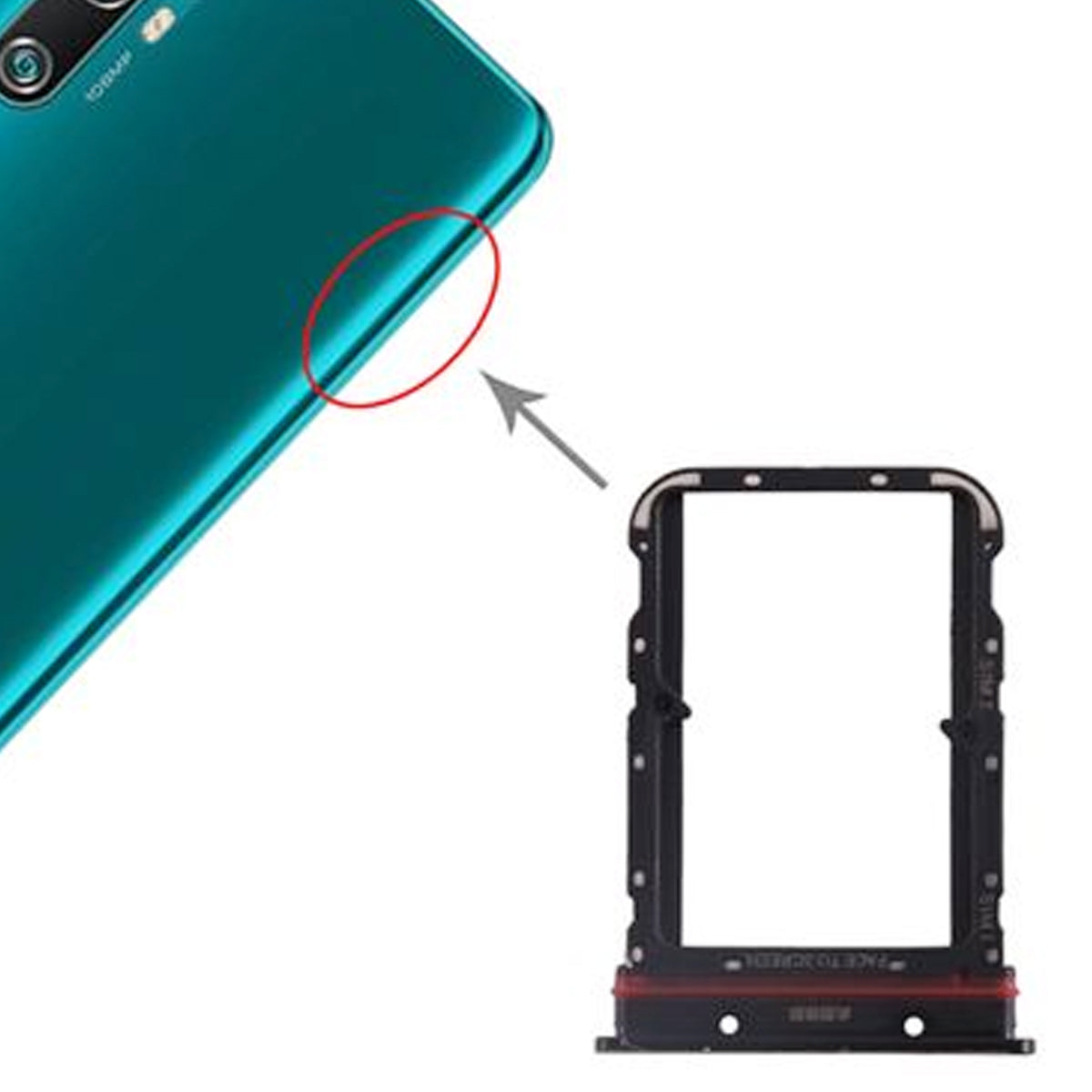 Xiaomi Mi Note 10 Lite Simkortshållare - Svart image 4