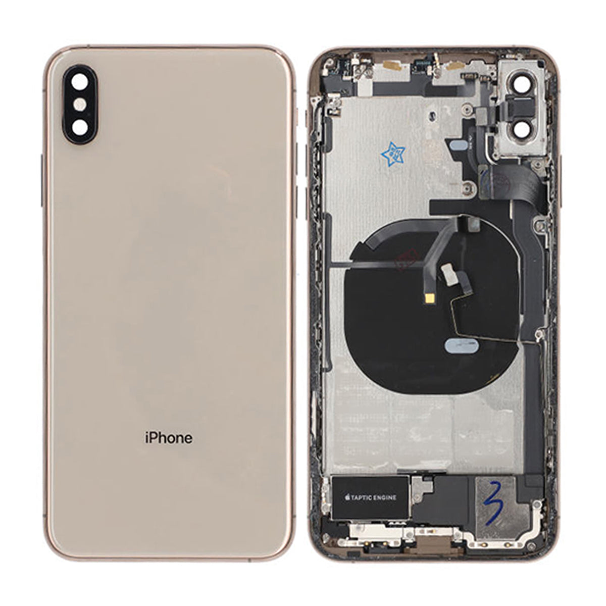 iPhone XS Max Baksida med Komplett Ram - Guld image 1