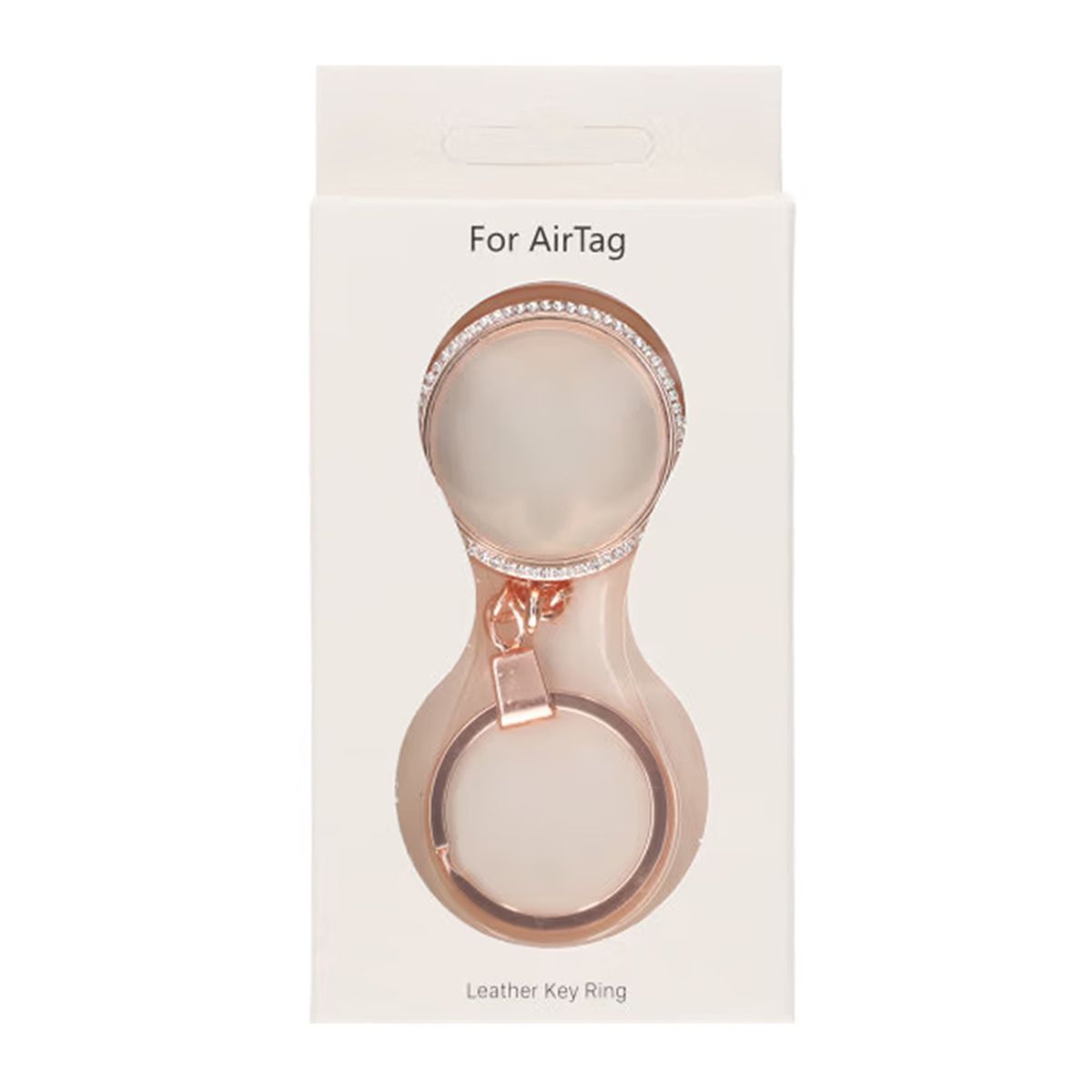 AirTag Keychain with Crystal Details - Rose Gold