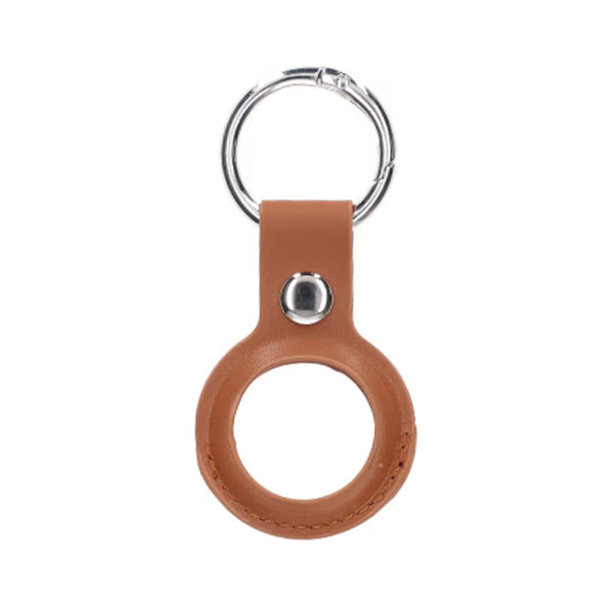 Airtag Case PU Leather Keychain - Brown