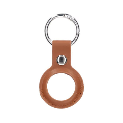 Airtag Case PU Leather Keychain - Brown