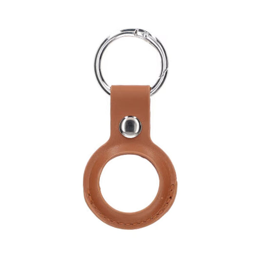 Airtag Case PU Leather Keychain - Brown