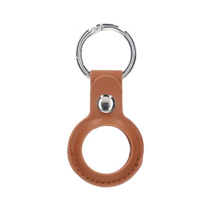 Airtag Case PU Leather Keychain - Brown