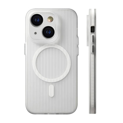 Anti-slip corrugated magnetic protective case For iPhone 15 Transparent