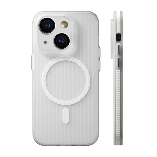 Anti-slip corrugated magnetic protective case For iPhone 15 Transparent