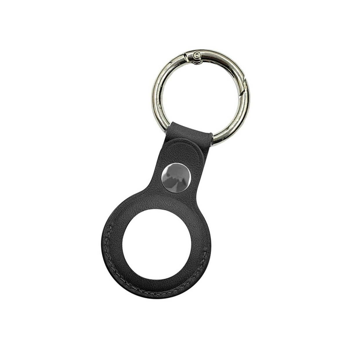 Apple Airtag Läderfodral Nyckelring - Svart