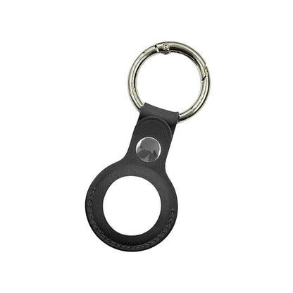Apple Airtag Läderfodral Nyckelring - Svart