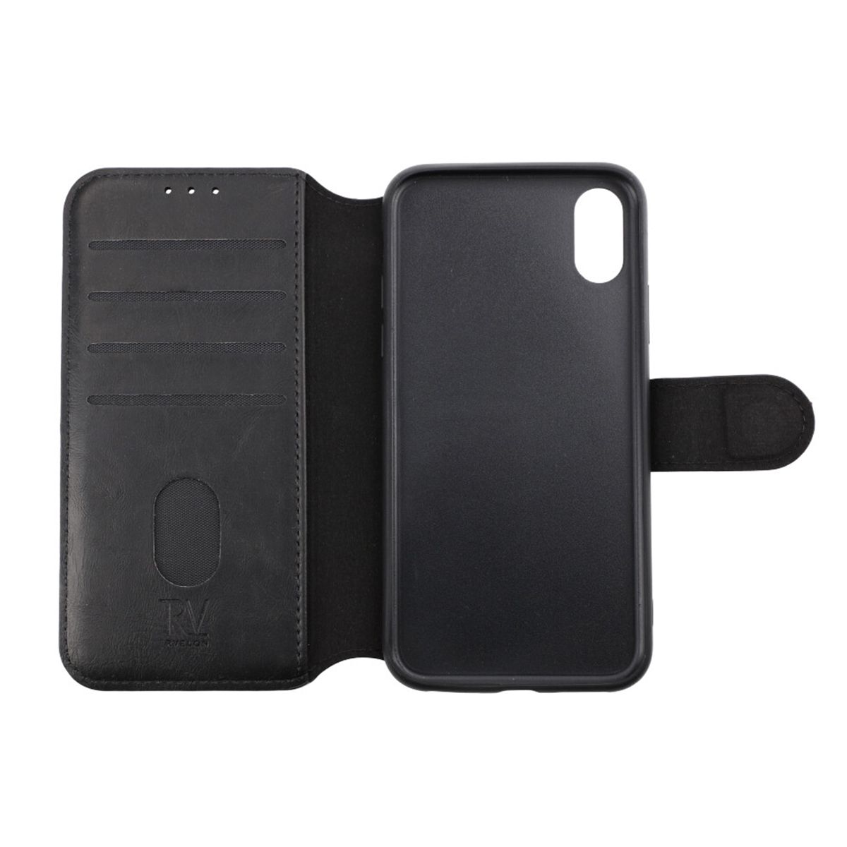 iPhone X/XS Plånboksfodral Extra Kortfack Rvelon - Svart