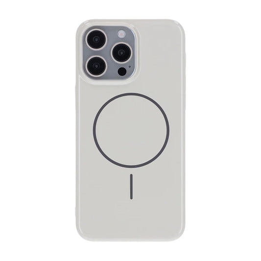 Glossy design Magnetic Case For iPhone 15 Pro Max White