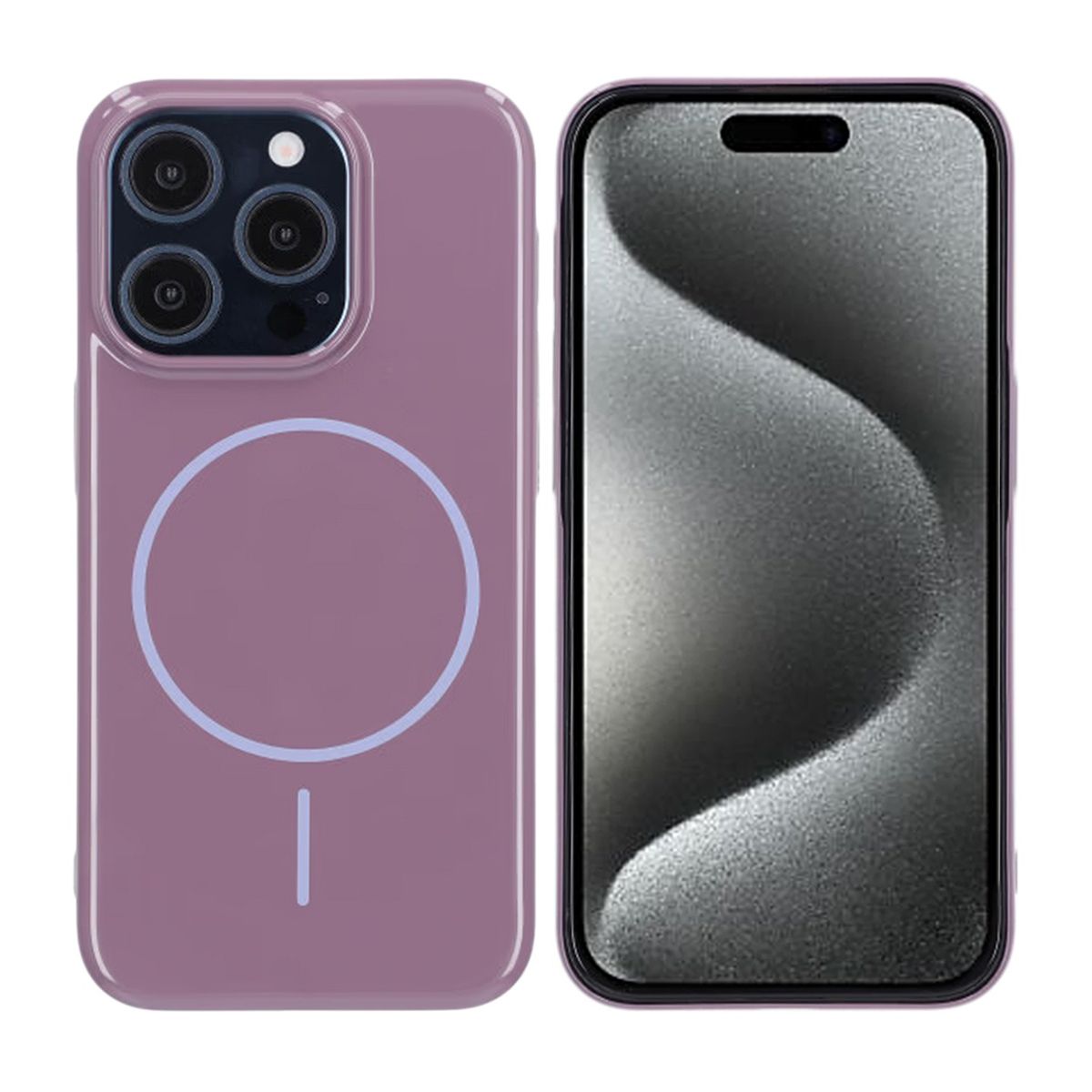 Glossy design Magnetic Case For iPhone 15 Pro Purplek