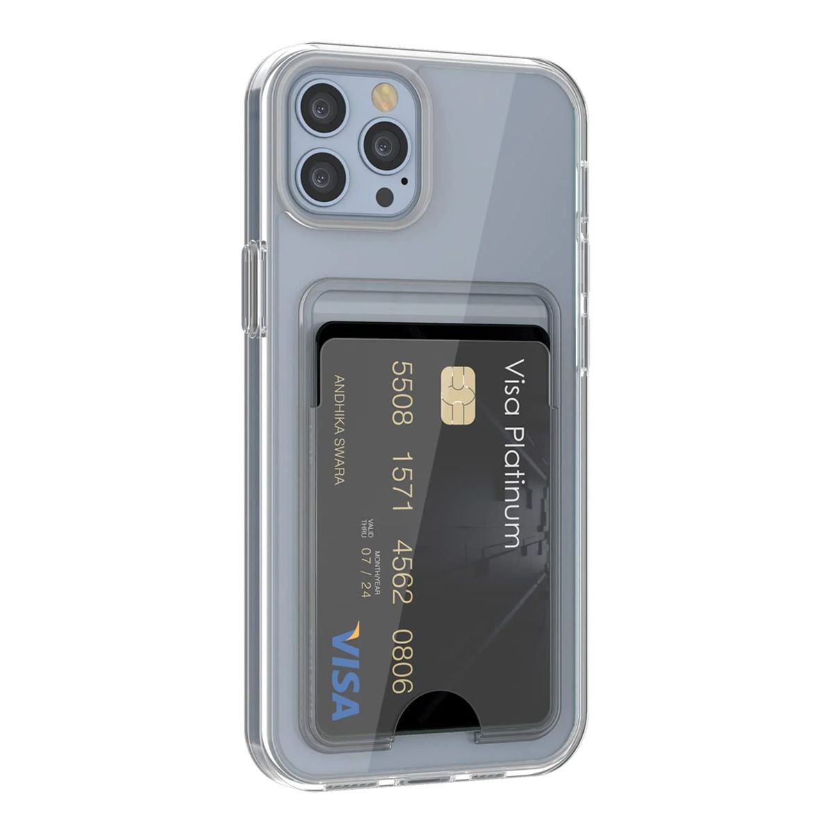 iPhone 13 Pro Max Case with Card Holder TPU - Transparent