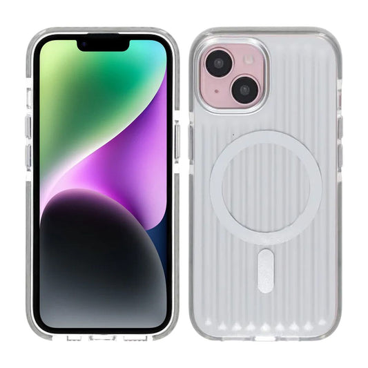 Patterned TPU Case with Magsafe for iPhone 13 and 14 and 15 - Silver