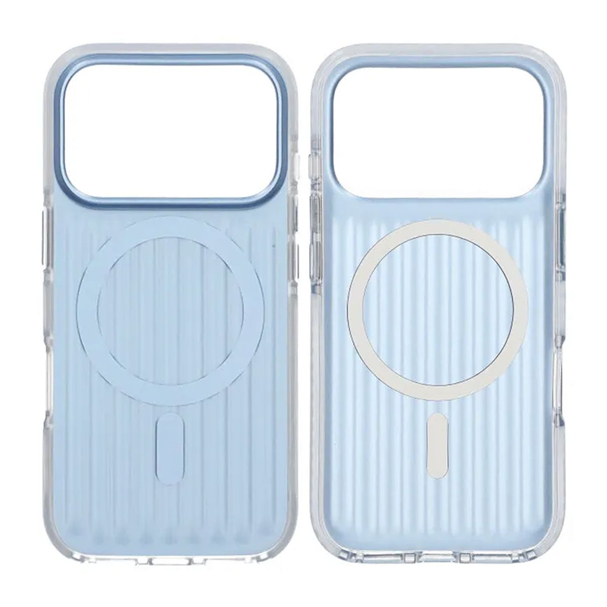 Corrugated suitcase metal paint magnetic suction Case For iPhone 17 Pro Blue