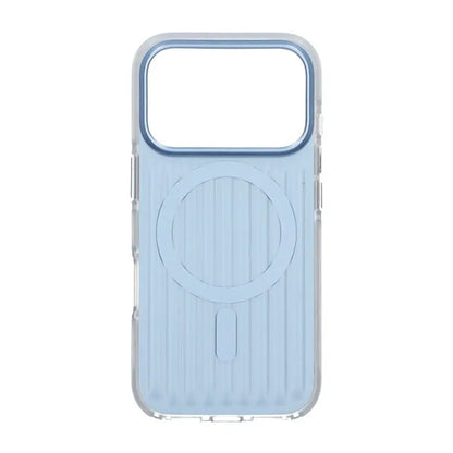 Corrugated suitcase metal paint magnetic suction Case For iPhone 17 Pro Blue