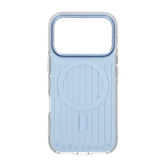Corrugated suitcase metal paint magnetic suction Case For iPhone 17 Pro Blue