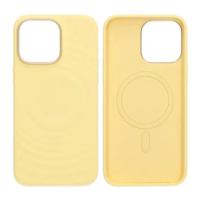 Silicone Mobile Case for iPhone 15 Pro Max - Yellow with Camera Protection