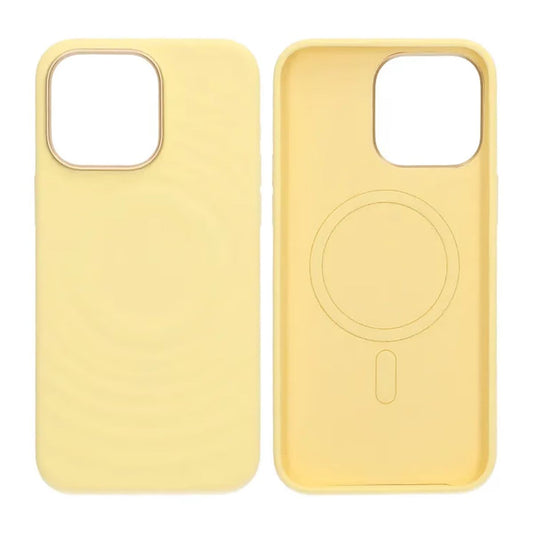 Silicone Mobile Case for iPhone 15 Pro Max - Yellow with Camera Protection