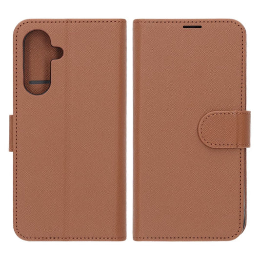 Flip Stand Leather Wallet Case For Samsung A26 Brown