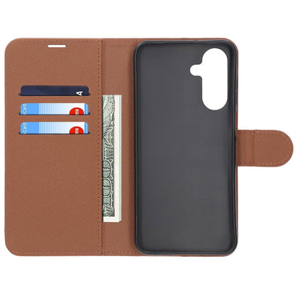 Flip Stand Leather Wallet Case For Samsung A26 Brown