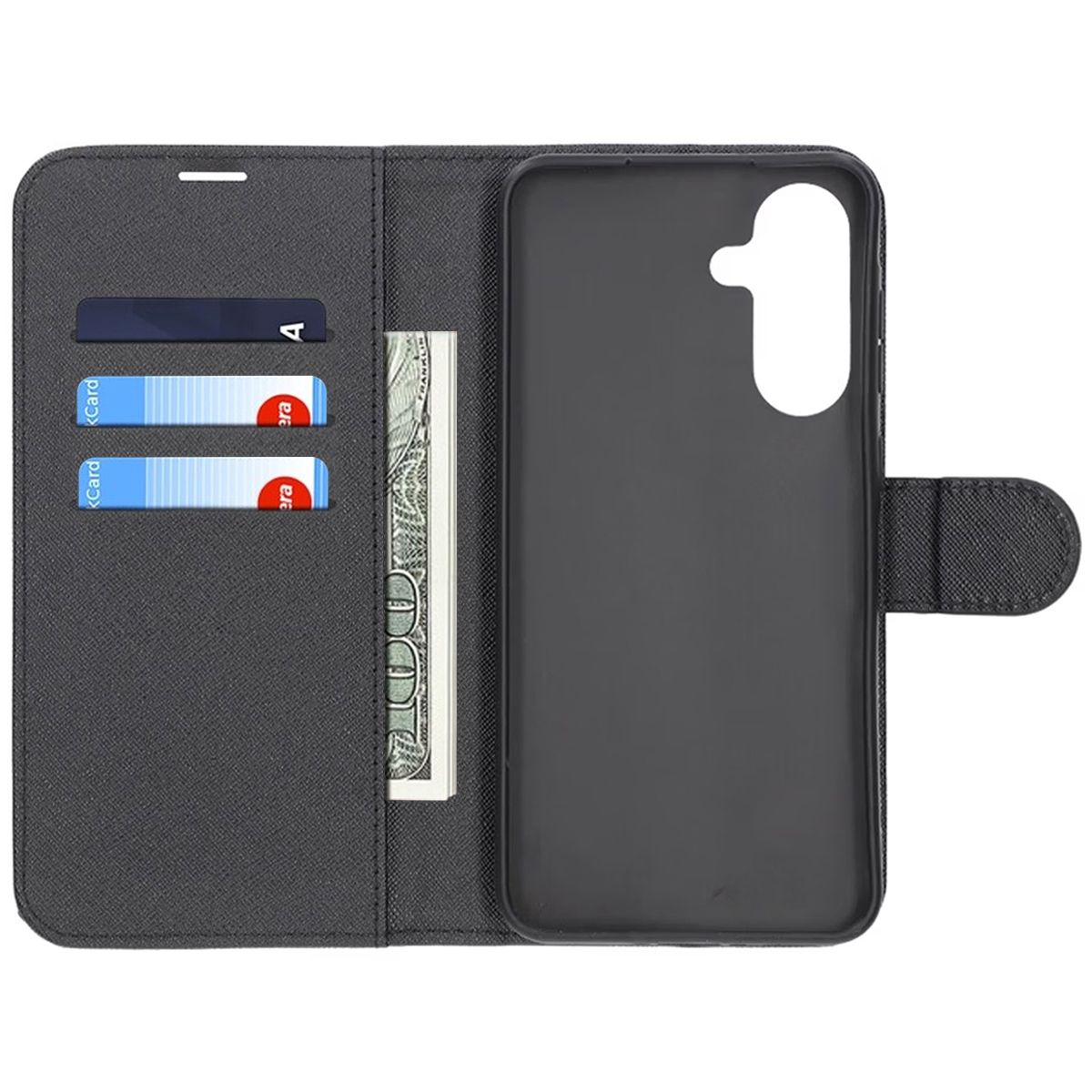 Flip Stand Leather Wallet Case For Samsung A26 Black