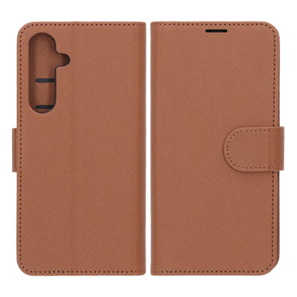 Flip Stand Leather Wallet Case For Samsung S25 Plus Brown