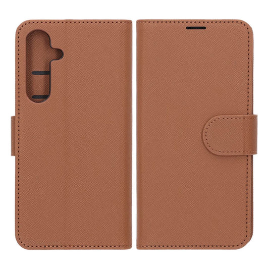 Flip Stand Leather Wallet Case For Samsung S25 Plus Brown