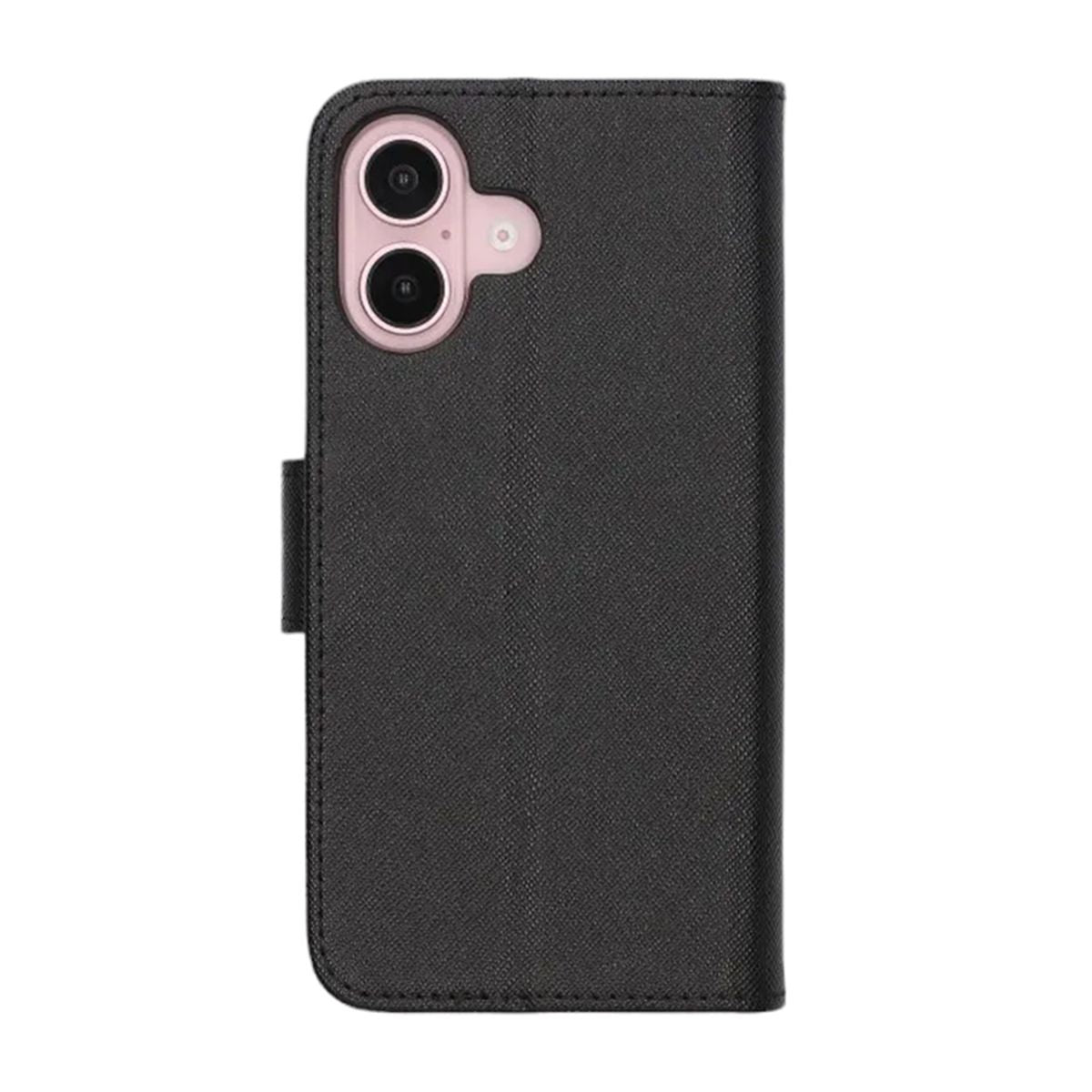 Flip Stand Leather Wallet Case For iPhone 16 Black