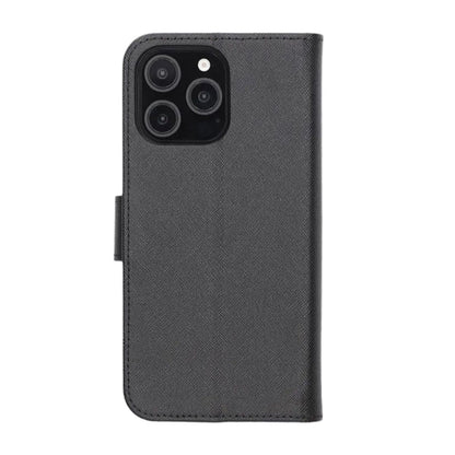 Flip Stand Leather Wallet Case For iPhone 16 Pro Max Black