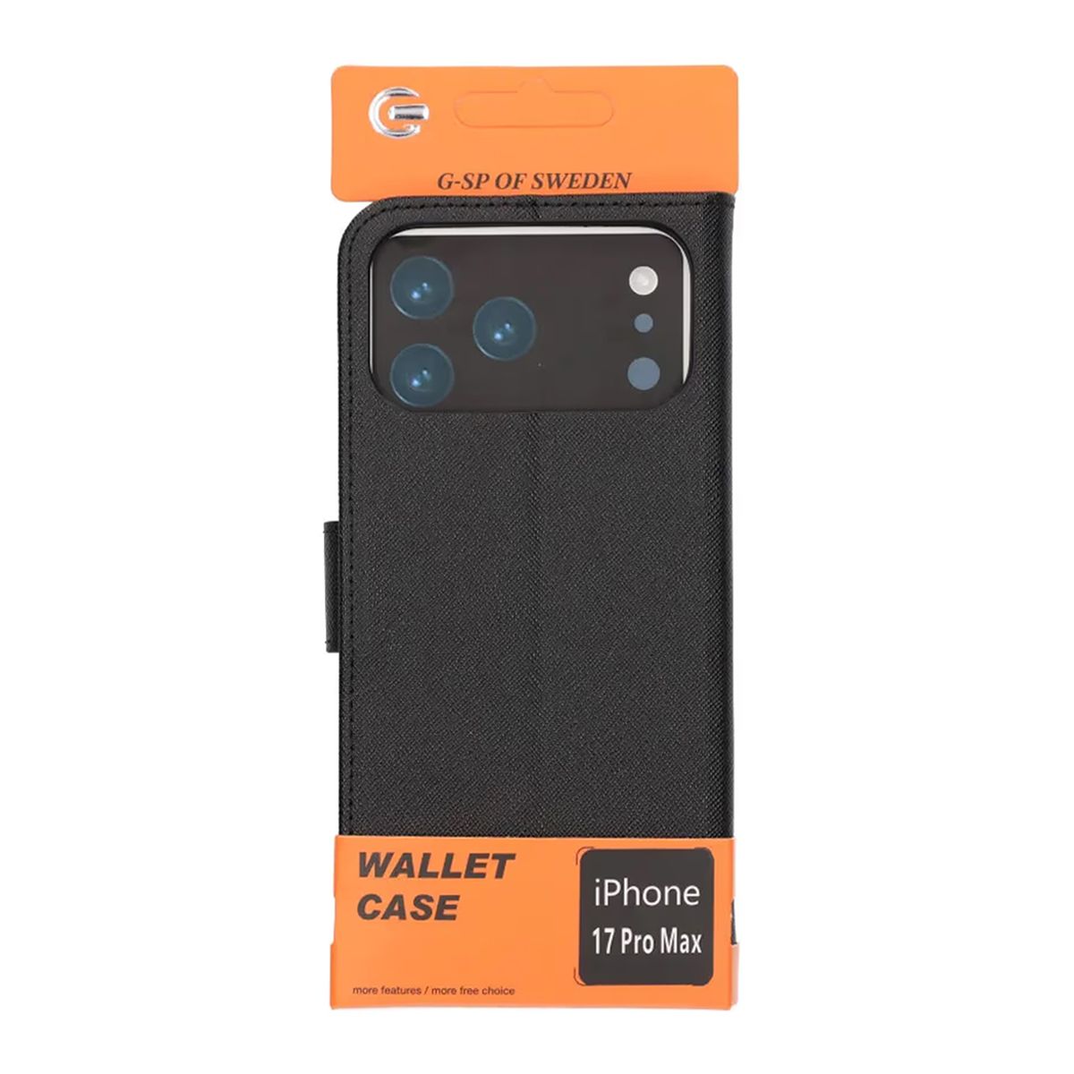 Plånboksfodral med stativ till iPhone 17 Pro Max - Svart