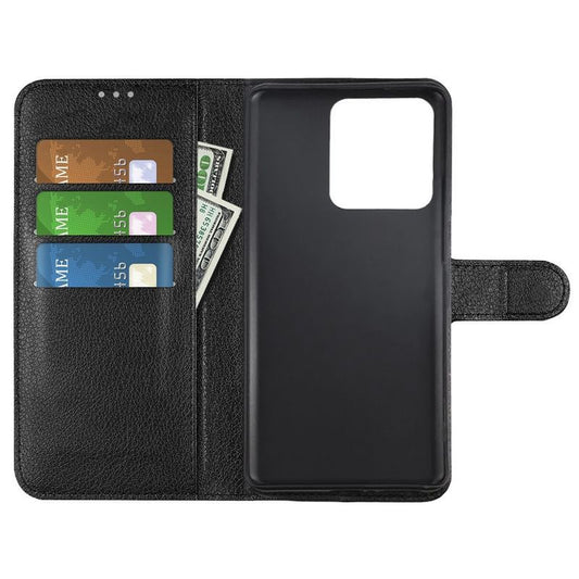 Flip Stand Leather Wallet Case For Moto edge 40 Black