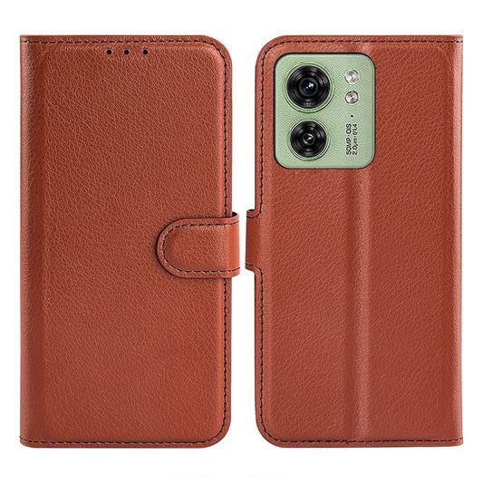 Flip Stand Leather Wallet Case For Moto edge 40 Brown
