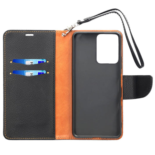 Wallet Case with Stand for Motorola Moto E14 - Black and Brown