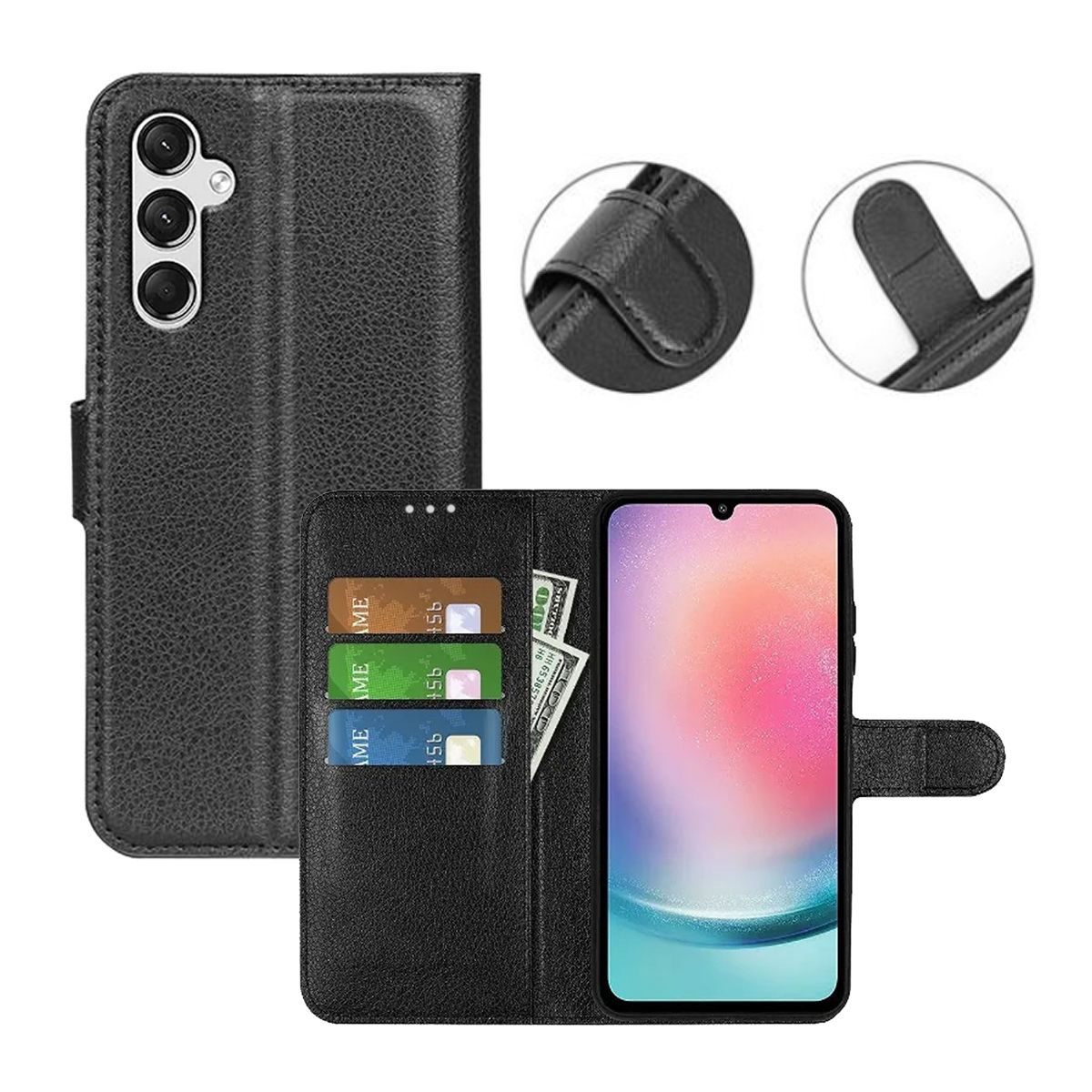 Samsung Galaxy A25 Plånboksfodral med Stativ - Svart