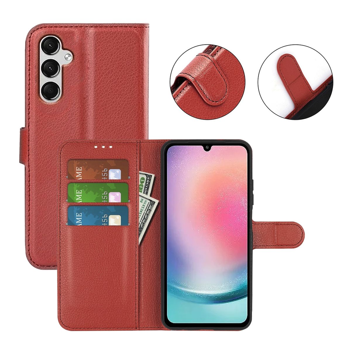 Samsung Galaxy A25 Plånboksfodral med Stativ - Brun