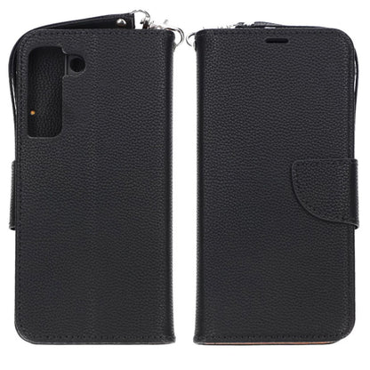 Flip Stand Leather Wallet Case For Samsung Galaxy S22 5G Black