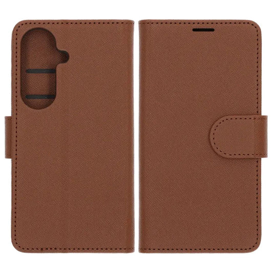 Flip Stand Leather Wallet Case For Samsung S26 Plus Brown