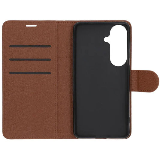 Flip Stand Leather Wallet Case For Samsung S26 Plus Brown