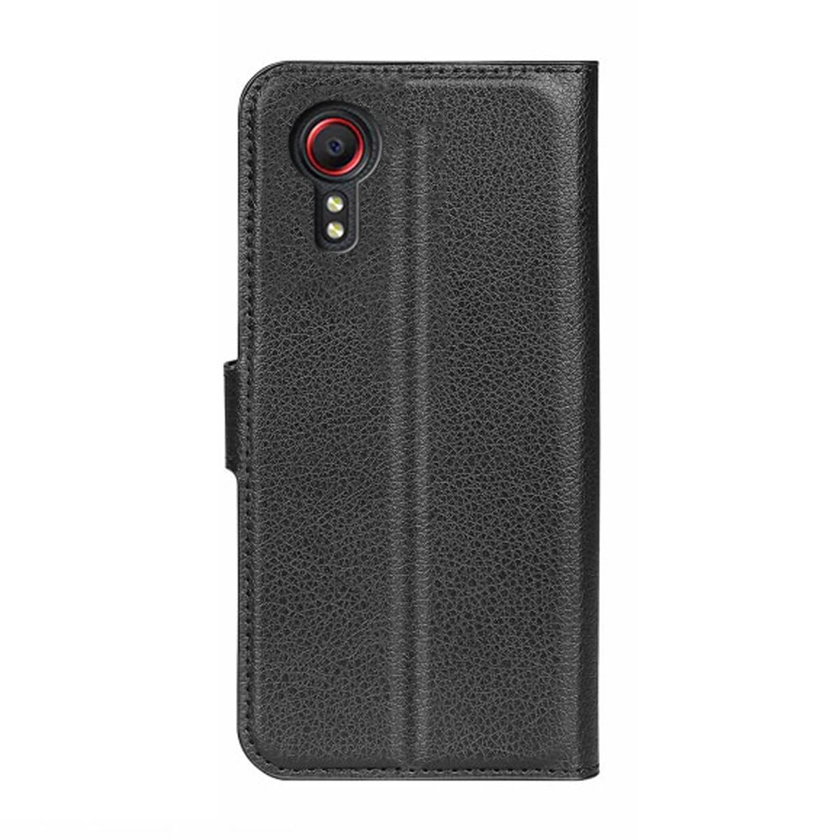 Flip Stand Leather Wallet Case For Samsung XCover 7 Black