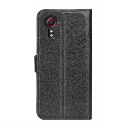 Flip Stand Leather Wallet Case For Samsung XCover 7 Black
